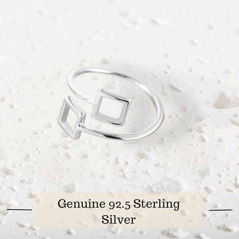 18K Gold Rings for Women - Stackable Rings in Authentic 925 Sterling Silver - Full Square Knuckle & Thumb Ring - Sterling Silver Rings for Teen Girls - Dainty Minimalist Rings for Women (Size 6) in Saudi Arabia