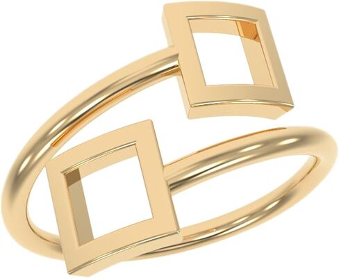 18K Gold Rings for Women - Stackable Rings in Authentic 925 Sterling Silver - Full Square Knuckle & Thumb Ring - Sterling Silver Rings for Teen Girls - Dainty Minimalist Rings for Women (Size 6) in Saudi Arabia