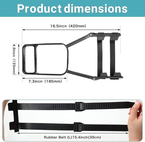 YOMTOVM 2pcs Dual View Tow Mirror, Clip-On Towing Mirrors Extensions 360° Adjustable Universal Trailer Mirrors for Vehicle Car Camper Truck in Saudi Arabia