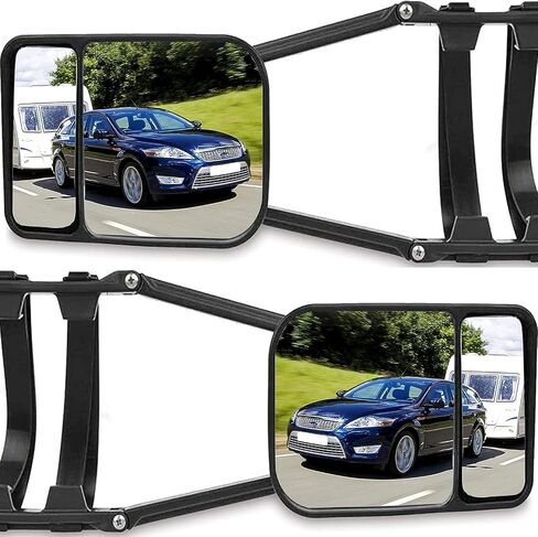 YOMTOVM 2pcs Dual View Tow Mirror, Clip-On Towing Mirrors Extensions 360° Adjustable Universal Trailer Mirrors for Vehicle Car Camper Truck in Saudi Arabia