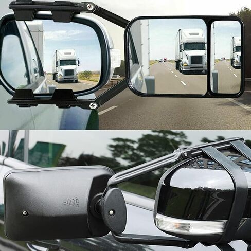 YOMTOVM 2pcs Dual View Tow Mirror, Clip-On Towing Mirrors Extensions 360° Adjustable Universal Trailer Mirrors for Vehicle Car Camper Truck in Saudi Arabia