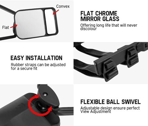 YOMTOVM 2pcs Dual View Tow Mirror, Clip-On Towing Mirrors Extensions 360° Adjustable Universal Trailer Mirrors for Vehicle Car Camper Truck in Saudi Arabia