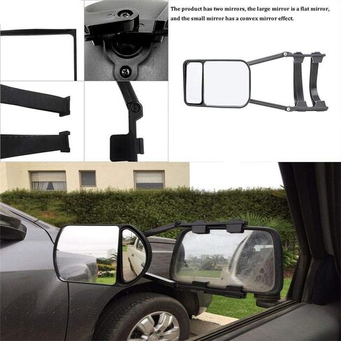 YOMTOVM 2pcs Dual View Tow Mirror, Clip-On Towing Mirrors Extensions 360° Adjustable Universal Trailer Mirrors for Vehicle Car Camper Truck in Saudi Arabia