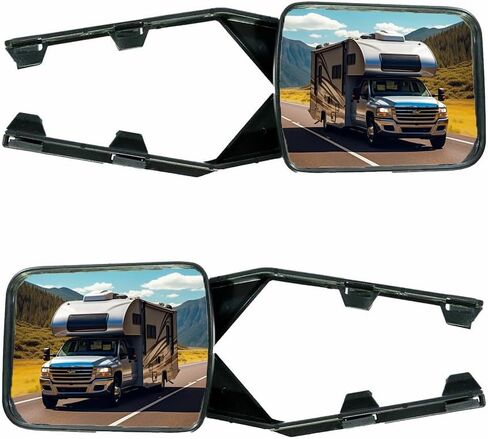 YOMTOVM 2pcs Dual View Tow Mirror, Clip-On Towing Mirrors Extensions 360° Adjustable Universal Trailer Mirrors for Vehicle Car Camper Truck in Kuwait