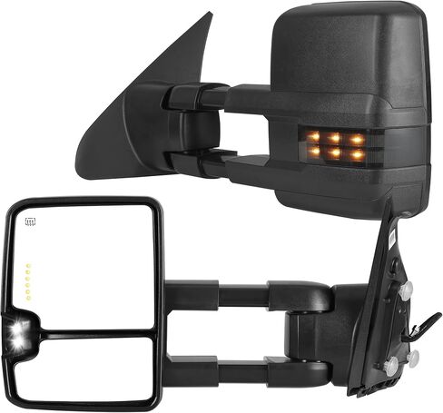 YITAMOTOR Towing Mirrors Compatible with 2007-2018 Tundra, Power Heated Telescoping Foldable Arrow Turn Signal Light Clearance Light Running Light Blind Spot Light Yellow Lens in Saudi Arabia