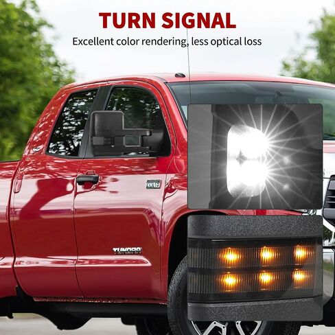 YITAMOTOR Towing Mirrors Compatible with 2007-2018 Tundra, Power Heated Telescoping Foldable Arrow Turn Signal Light Clearance Light Running Light Blind Spot Light Yellow Lens in Saudi Arabia