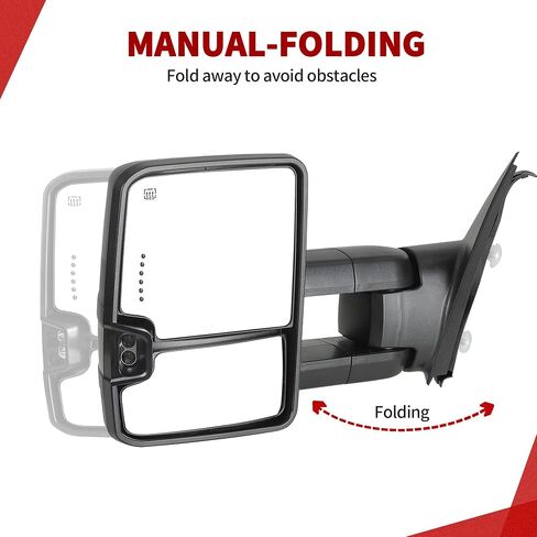 YITAMOTOR Towing Mirrors Compatible with 2007-2018 Tundra, Power Heated Telescoping Foldable Arrow Turn Signal Light Clearance Light Running Light Blind Spot Light Yellow Lens in Saudi Arabia