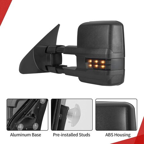 YITAMOTOR Towing Mirrors Compatible with 2007-2018 Tundra, Power Heated Telescoping Foldable Arrow Turn Signal Light Clearance Light Running Light Blind Spot Light Yellow Lens in Saudi Arabia