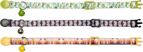 Gyapet طوق القط السلامة الانفصالية مع جرس هريرة الياقات 3 قطعة مجموعة قابل للتعديل أنماط هندسية يطبع فتاة صبي اللون 3 in Kuwait