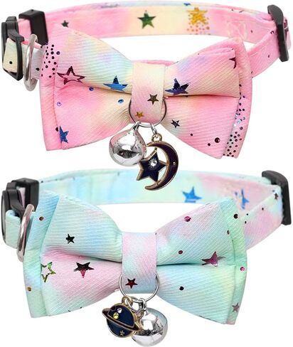 طوق القطط قابل للفصل مع ربطة عنق لطيفة ونجمة جرس من أجل سلامة كيتي القابلة للتعديل in Kuwait
