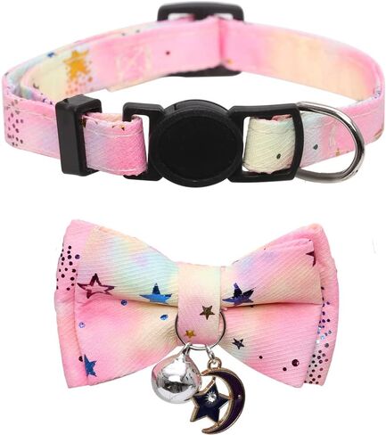 طوق القطط قابل للفصل مع ربطة عنق لطيفة ونجمة جرس من أجل سلامة كيتي القابلة للتعديل in Kuwait