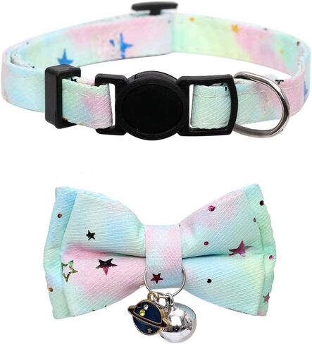 طوق القطط قابل للفصل مع ربطة عنق لطيفة ونجمة جرس من أجل سلامة كيتي القابلة للتعديل in Kuwait
