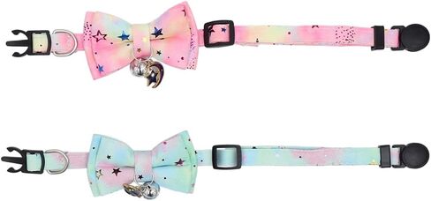 طوق القطط قابل للفصل مع ربطة عنق لطيفة ونجمة جرس من أجل سلامة كيتي القابلة للتعديل in Kuwait