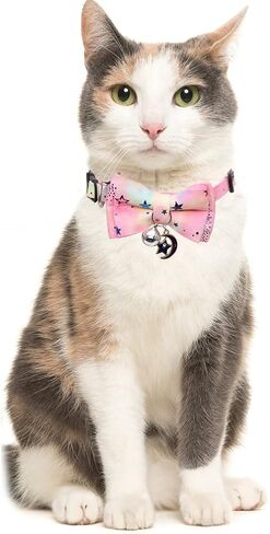 طوق القطط قابل للفصل مع ربطة عنق لطيفة ونجمة جرس من أجل سلامة كيتي القابلة للتعديل in Kuwait