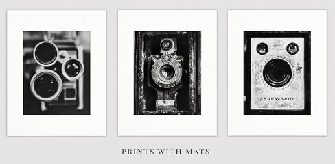 Black and White Vintage Camera Prints for Rustic Industrial Wall Decor - Set of 3 SMALL 5x7" Unframed Fine Art Photos - Office Wall Art, Photographer Gift, Gift for Him in Saudi Arabia