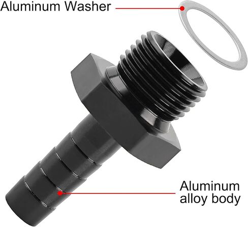EVIL ENERGY M12*1.5mm Male to 3/8" Hose Barb Fuel Oil Pump Inlet Straight Fitting Barb Fitting Bare with Aluminium Washer in Saudi Arabia