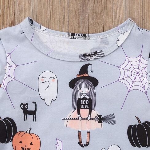 Toddler Baby Girls Clothes Halloween Dress Cartoon Pumpkin Ghost Spider Print Outfits in Saudi Arabia