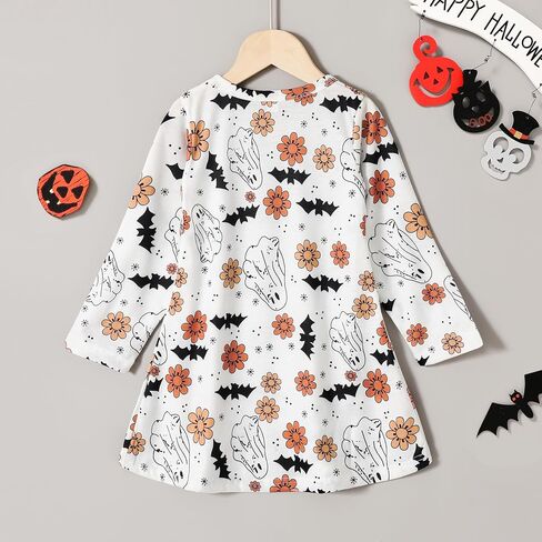 Toddler Baby Girls Clothes Halloween Dress Cartoon Pumpkin Ghost Spider Print Outfits in Saudi Arabia