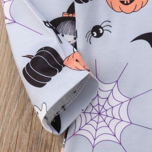 Toddler Baby Girls Clothes Halloween Dress Cartoon Pumpkin Ghost Spider Print Outfits in Saudi Arabia