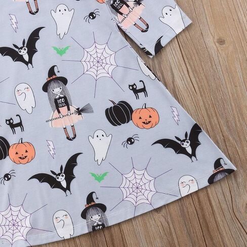 Toddler Baby Girls Clothes Halloween Dress Cartoon Pumpkin Ghost Spider Print Outfits in Saudi Arabia