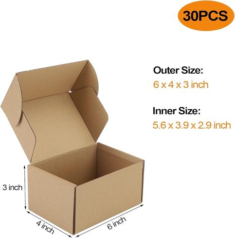 4x4x2 inches Shipping Boxes Set of 50, Brown Corrugated Cardboard Box,Recyclable Literature Mailer Boxes for Small Business Packaging, Mailing, Shipping (4x4x2’’-50pcs) in Kuwait