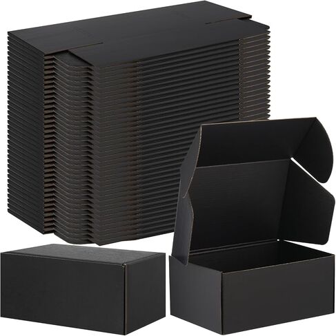 50 Pack Black Shipping Boxes Corrugated Cardboard Mailing Boxes Gift Boxes with Lids Bulk Small Business Mailer Boxes for Packing Jewelry Ornament Gifts Wrap Packaging Supplies (6 x 4 x 3 Inch) in Saudi Arabia
