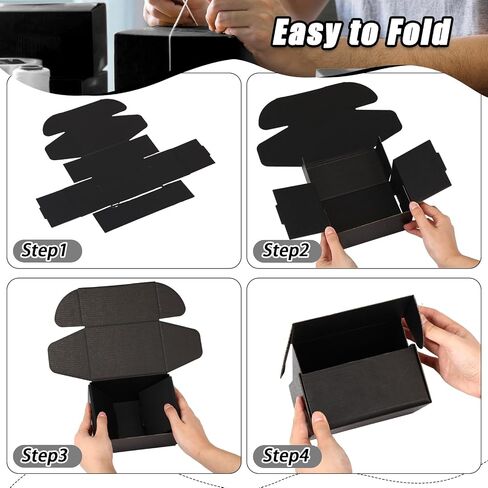 50 Pack Black Shipping Boxes Corrugated Cardboard Mailing Boxes Gift Boxes with Lids Bulk Small Business Mailer Boxes for Packing Jewelry Ornament Gifts Wrap Packaging Supplies (6 x 4 x 3 Inch) in Saudi Arabia