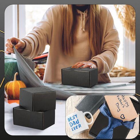 50 Pack Black Shipping Boxes Corrugated Cardboard Mailing Boxes Gift Boxes with Lids Bulk Small Business Mailer Boxes for Packing Jewelry Ornament Gifts Wrap Packaging Supplies (6 x 4 x 3 Inch) in Saudi Arabia
