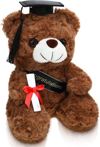 هاول التخرج الدب فئة من 2024 التخرج أفخم 9 بوصة الدب التخرج هدية رياض الأطفال التخرج دمية التخرج الحيوان المحشوة مع دبلوم ووشاح لهدية يوم التخرج (بني داكن) in Kuwait