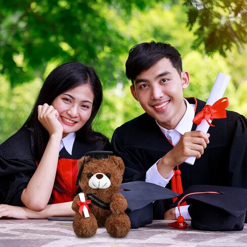 هاول التخرج الدب فئة من 2024 التخرج أفخم 9 بوصة الدب التخرج هدية رياض الأطفال التخرج دمية التخرج الحيوان المحشوة مع دبلوم ووشاح لهدية يوم التخرج (بني داكن) in Kuwait