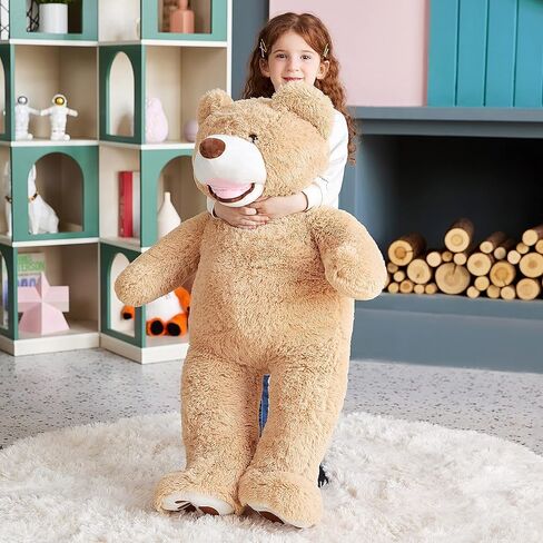 لعبة إيرثساوند العملاقة تيدي بير المحشوة على شكل حيوان، ألعاب ناعمة كبيرة الحجم مقاس 51 بوصة، قطيفة لطيفة كبيرة الحجم، هدايا للأطفال (بني، 51 بوصة) in Kuwait