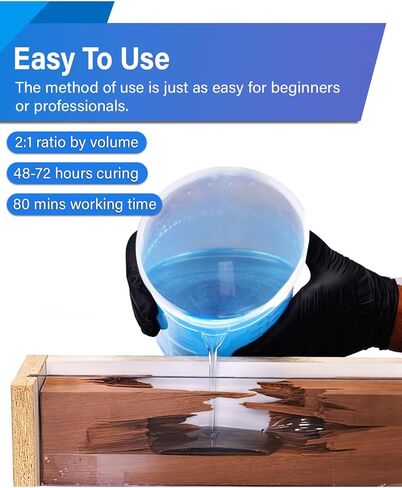 1.5 Gallon Deep Pour Epoxy Resin Kit, 2"-4" Deep Pour Epoxy with Crystal Clear Bubble Free Self Leveling 2:1 Clear Epoxy Resin for DIY River Tables Wood Filler Flower Preservation Food Grade in Kuwait