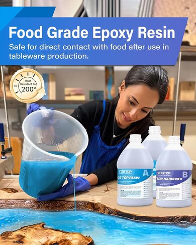 1.5 Gallon Deep Pour Epoxy Resin Kit, 2"-4" Deep Pour Epoxy with Crystal Clear Bubble Free Self Leveling 2:1 Clear Epoxy Resin for DIY River Tables Wood Filler Flower Preservation Food Grade in Kuwait
