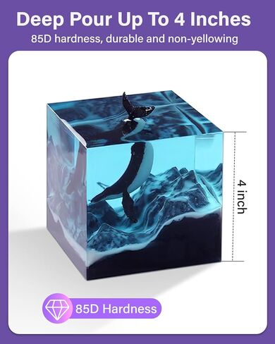 1.5 Gallon Deep Pour Epoxy Resin Kit, 2"-4" Deep Pour Epoxy with Crystal Clear Bubble Free Self Leveling 2:1 Clear Epoxy Resin for DIY River Tables Wood Filler Flower Preservation Food Grade in Saudi Arabia