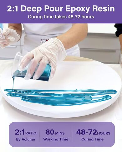 1.5 Gallon Deep Pour Epoxy Resin Kit, 2"-4" Deep Pour Epoxy with Crystal Clear Bubble Free Self Leveling 2:1 Clear Epoxy Resin for DIY River Tables Wood Filler Flower Preservation Food Grade in Saudi Arabia