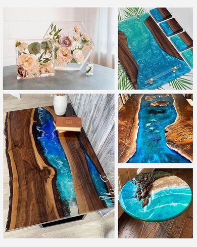 1.5 Gallon Deep Pour Epoxy Resin Kit, 2"-4" Deep Pour Epoxy with Crystal Clear Bubble Free Self Leveling 2:1 Clear Epoxy Resin for DIY River Tables Wood Filler Flower Preservation Food Grade in Saudi Arabia