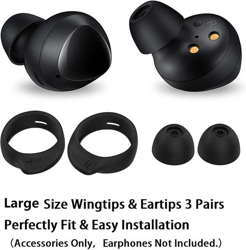 12 قطعة من أطراف الأذن وأطراف الأذن متوسطة الحجم متوافقة مع Galaxy Buds Plus/متوافقة مع Galaxy Buds، 3 أزواج من رؤوس الأذن بغطاء من السيليكون و3 أزواج من خطافات الأذن، حجم متوسط، أسود BWTM3PB in Kuwait
