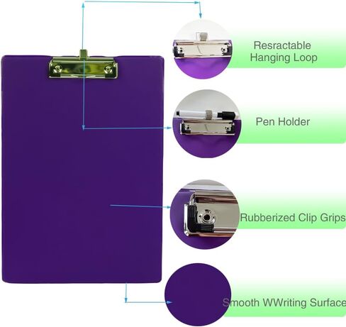 ألواح الحافظة مع حامل أقلام، ألواح مشبكية بحجم حرف A4 قياسي تحتوي على 100 ورقة مقاس 8.5 × 11 بوصة، 6 عبوات بألوان متنوعة in Kuwait