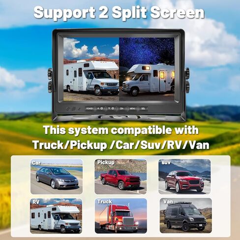 نظام كاميرا احتياطية RV، طقم شاشة كاميرا عكسية 10.36 بوصة مع Apple Carplay Android Auto اللاسلكي، بلوتوث، وصلة مرآة، فيديو واي فاي، موقف سيارات 24 ساعة، بطاقة TF 64 جيجا، 4 قطع كاميرا رؤية خلفية للشاحنة in Saudi Arabia