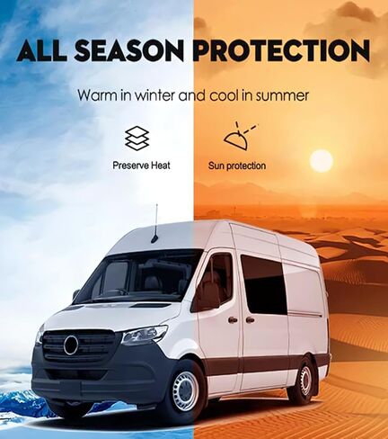 تصميم غطاء نافذة طاقم VANNCAMP لأربعة فصول لـ Ram Promaster مع إطار نافذة معدني عاري (2014-2023)، غطاء نافذة معتم معزول، ملحقات Promaster van in Kuwait