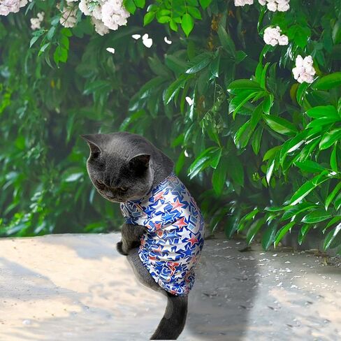 عرض الحيوانات الأليفة 4 عبوات من ملابس الكلاب الصغيرة في الرابع من يوليو، خطوط وطنية ونجوم وقمصان للكلاب، ملابس العلم الأمريكي لحفلات عيد الاستقلال وحفلات العطلات الصغيرة والمتوسطة والجراء والقطط والأولاد والبنات بدون أكمام S in Kuwait