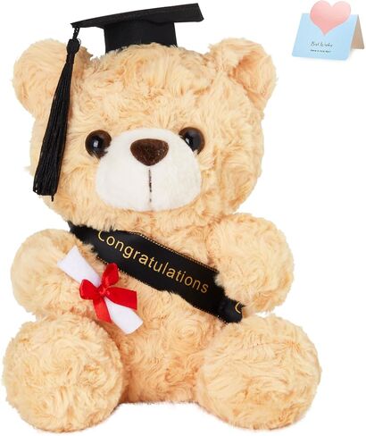 Athoinsu 9 "تخرج دمية دب محشوة الحيوان مع قبعة التخرج السوداء لينة الدب رياض الأطفال المدرسة الثانوية هدية التخرج للبنين والبنات in Kuwait