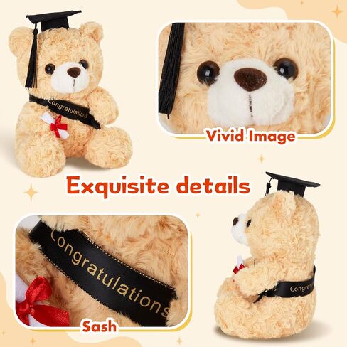 Athoinsu 9 "تخرج دمية دب محشوة الحيوان مع قبعة التخرج السوداء لينة الدب رياض الأطفال المدرسة الثانوية هدية التخرج للبنين والبنات in Kuwait