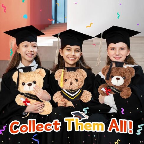 Athoinsu 9 "تخرج دمية دب محشوة الحيوان مع قبعة التخرج السوداء لينة الدب رياض الأطفال المدرسة الثانوية هدية التخرج للبنين والبنات in Kuwait