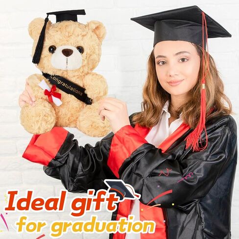 Athoinsu 9 "تخرج دمية دب محشوة الحيوان مع قبعة التخرج السوداء لينة الدب رياض الأطفال المدرسة الثانوية هدية التخرج للبنين والبنات in Kuwait