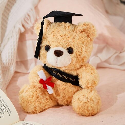 Athoinsu 9 "تخرج دمية دب محشوة الحيوان مع قبعة التخرج السوداء لينة الدب رياض الأطفال المدرسة الثانوية هدية التخرج للبنين والبنات in Kuwait