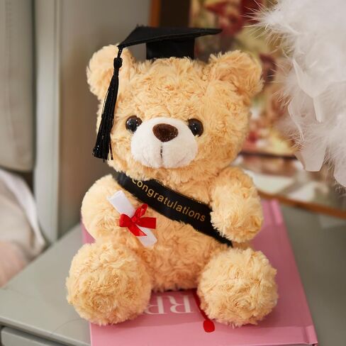 Athoinsu 9 "تخرج دمية دب محشوة الحيوان مع قبعة التخرج السوداء لينة الدب رياض الأطفال المدرسة الثانوية هدية التخرج للبنين والبنات in Kuwait
