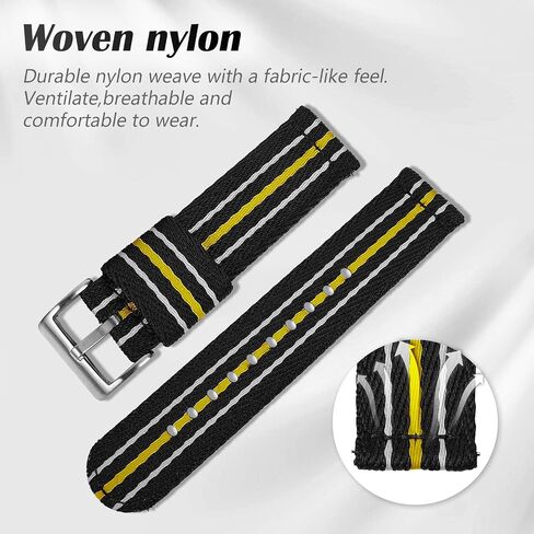 uEmoh Quick Release Nylon Watch Bands in Multiple Colors & Widths (20mm, 22mm) for Men and Women in Saudi Arabia