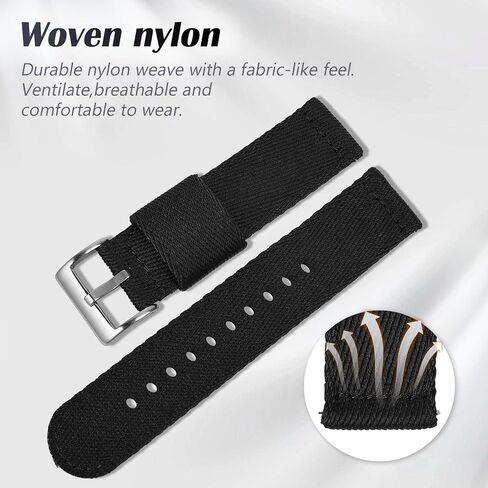 uEmoh Quick Release Nylon Watch Bands in Multiple Colors & Widths (20mm, 22mm) for Men and Women in Saudi Arabia