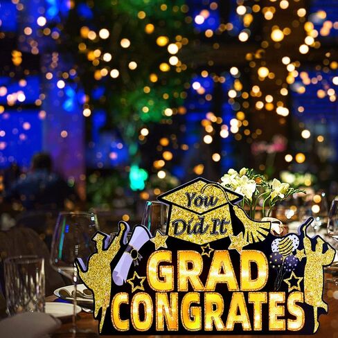 ديكورات حفلات التخرج من Vllipoasn، لافتة إضاءة خشبية LED لتزيين طاولات الحفلات بطابع التخرج، علامة طاولة تهنئة التخرج لمرحلة ما قبل المدرسة الثانوية ومستلزمات التخرج من فئة الكلية in Kuwait